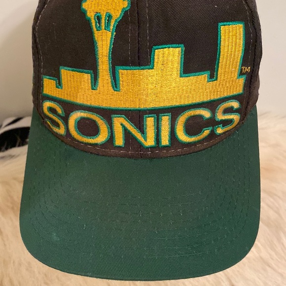 Seattle SuperSonics Vintage 90s Big Logo Athletic Hat Snapback Cap Sonics - Picture 4 of 17